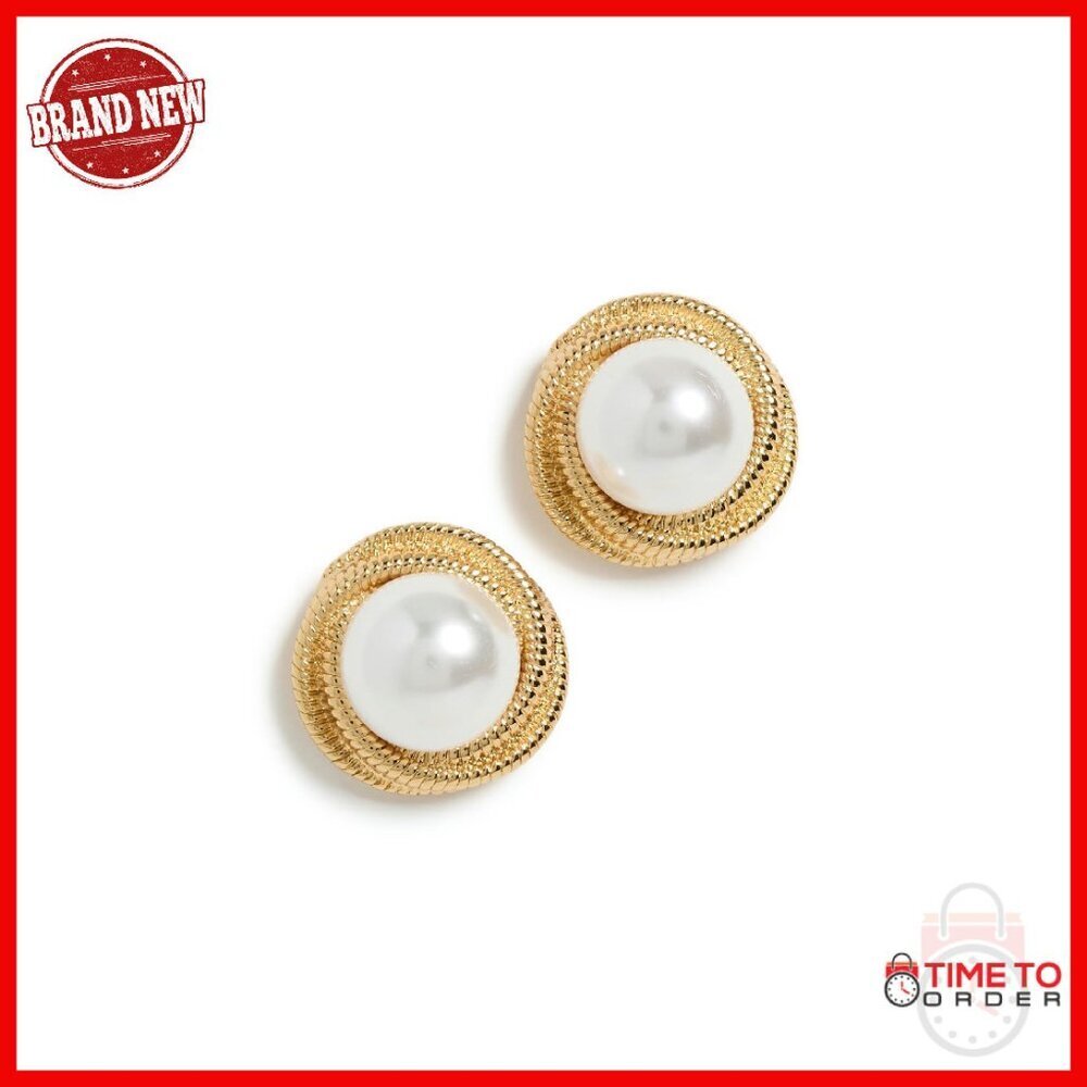 Gold Plated Drop Earrings with Faux Pearls, Post Closure, Lightweight